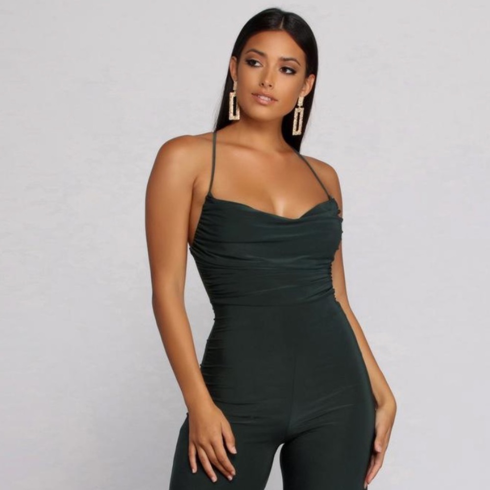 Red Velvet Spaghetti Strap Jumpsuit